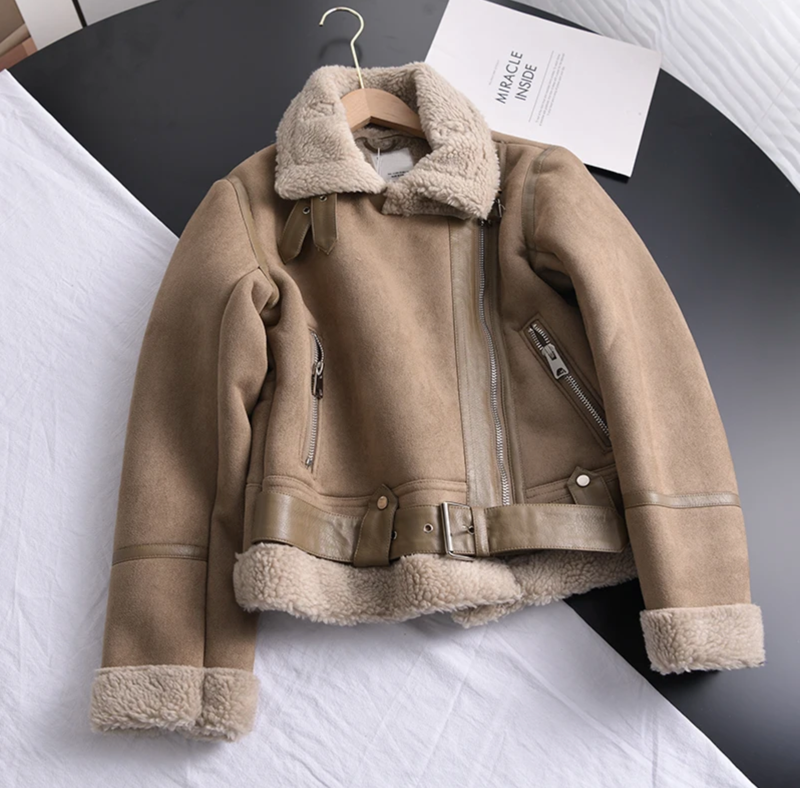 Wendy | Dames Leren Jas - Sherpa Fleece Voering, Casual Elegantie