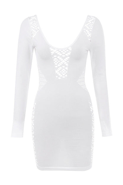 Ailey | Elegante Bodycon Mini Jurk Dames – Mesh & Lange Mouw