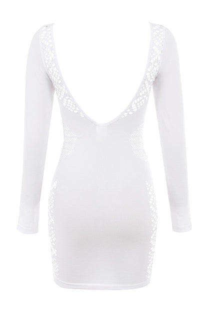 Ailey | Elegante Bodycon Mini Jurk Dames – Mesh & Lange Mouw