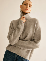 Jaxxy | Wol Blend Zipper Dames Sweater - Veel Stretch, Casual