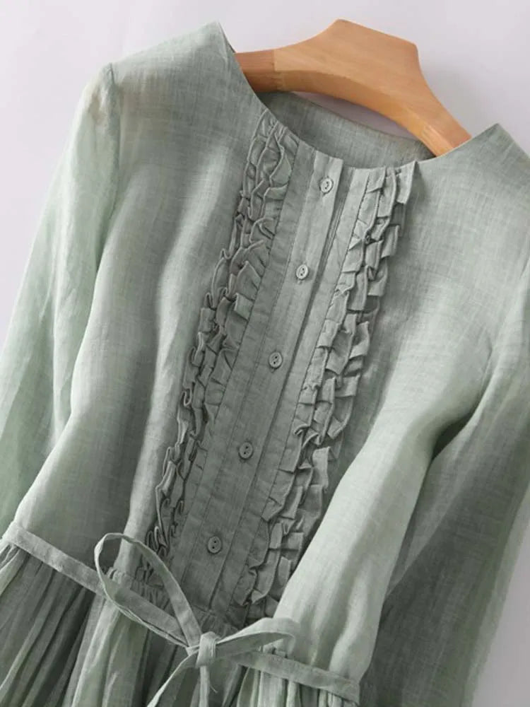 Stijlvolle Linnen Midi Jurk voor Dames