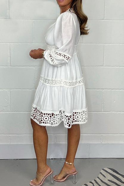 Cila | Elegante Kanten Jurk met V‑hals