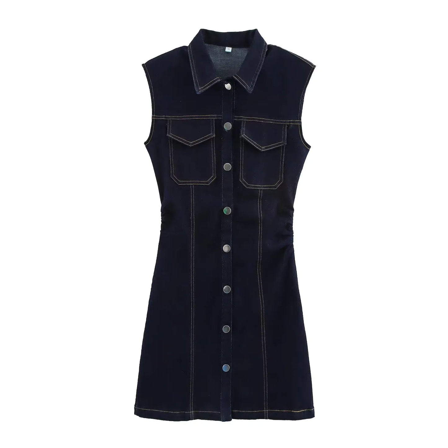 Jailey | Mouwloze Denim Mini Jurk – Getailleerde Pasvorm