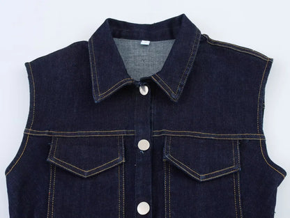 Jailey | Mouwloze Denim Mini Jurk – Getailleerde Pasvorm