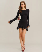 Zara | Dames Jurk - Geribbelde Mini met Ruches, Casual Elegant 0
