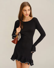 Zara | Dames Jurk - Geribbelde Mini met Ruches, Casual Elegant 2