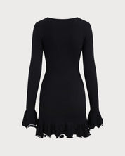 Zara | Dames Jurk - Geribbelde Mini met Ruches, Casual Elegant 6