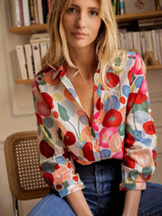 Zaya | Elegante Dames Blouse met Bloemenprint en Knoopsluiting