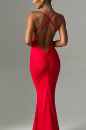 Lovi | Dames Stretch Bodycon Maxi Jurk - Elegant met Open Rug Design