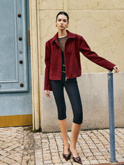 Zina | Suede Dames Jas - Lange Mouwen met Rits en Zakken