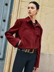 Zina | Suede Dames Jas - Lange Mouwen met Rits en Zakken