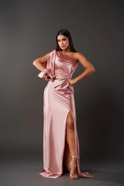 Zita | Elegante Satijnen One-Shoulder Avondjurk met Split