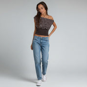 Zoey | Off-Shoulder Top met Polkadot Print