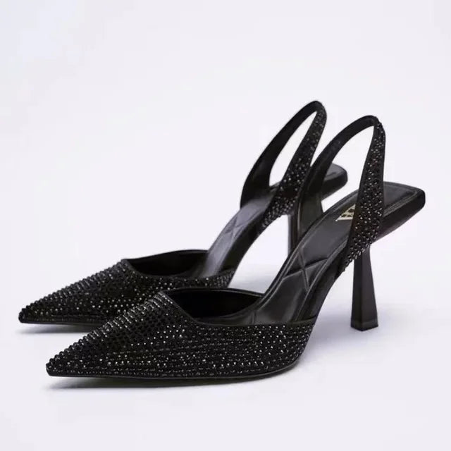 Zwarte Slingback Hakken met Glitters voor Dames - Elegant en Stijlvol