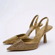 Zwarte Slingback Hakken met Glitters voor Dames - Elegant en Stijlvol