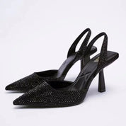 Zwarte Slingback Hakken met Glitters voor Dames - Elegant en Stijlvol