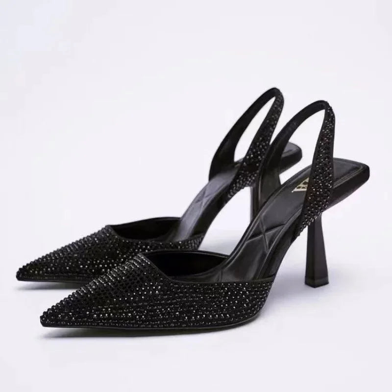 Zwarte Slingback Hakken met Glitters voor Dames - Elegant en Stijlvol