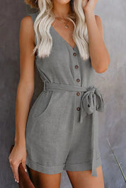 Pien | Playsuit met V-hals en Strik Ceintuur