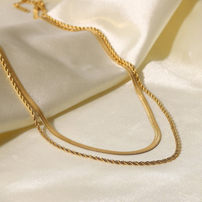 Maree | Gelaagde Gouden Ketting met Dubbele Schakel