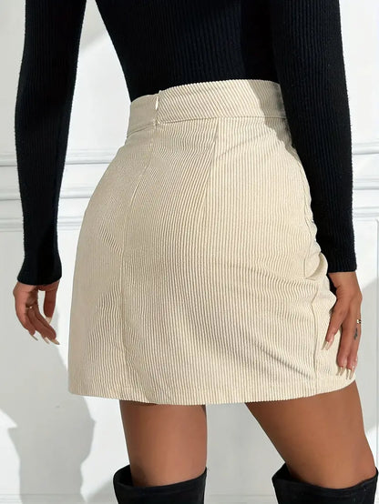 Faline | Stijlvolle Rok voor Dames met Hoge Taille – Comfortabele Ribstof