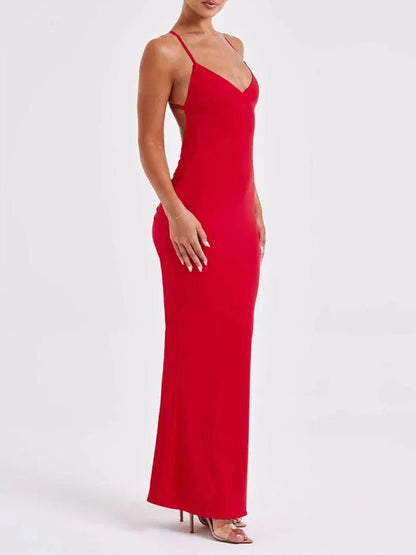 Berly | Elegante Mouwloze Maxi Jurk met Open Rug