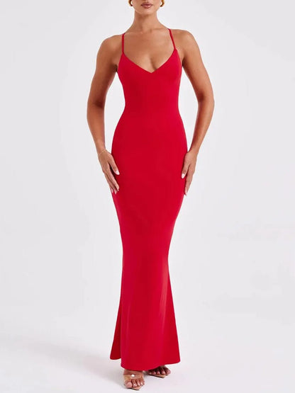 Berly | Elegante Mouwloze Maxi Jurk met Open Rug