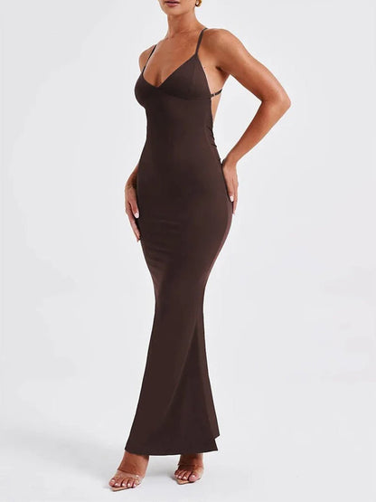 Berly | Elegante Mouwloze Maxi Jurk met Open Rug