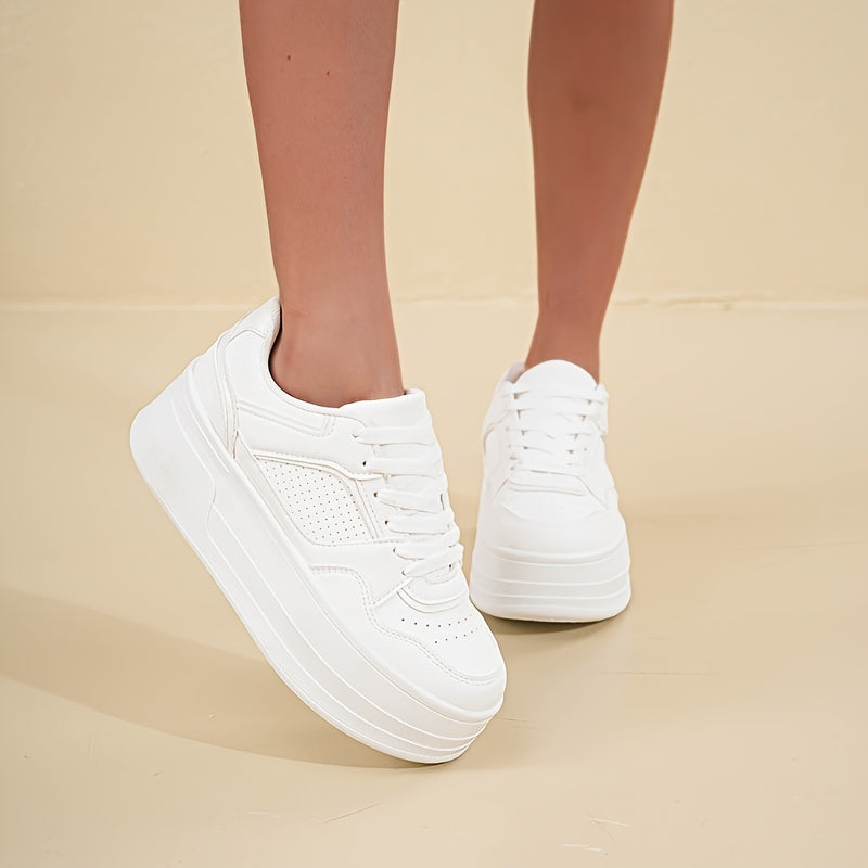 Enya | Witte Trendy Dames Sneakers met Plateauzool – Comfort & Stijl