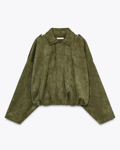Fabiane | Oversized Suède Leren Jas voor Dames – Warm & Stijlvol