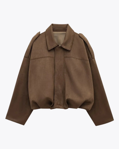 Fabiane | Oversized Suède Leren Jas voor Dames – Warm & Stijlvol
