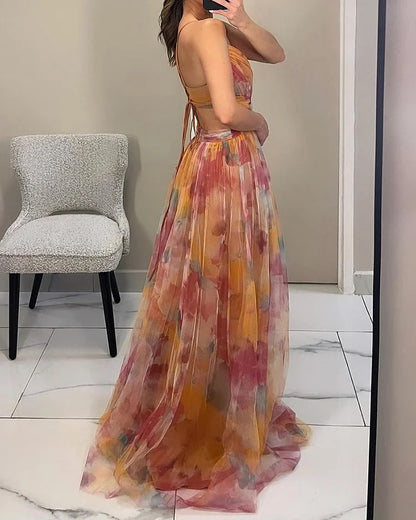 Cheline | Maxi Chiffon Jurk voor Dames - Vloeiend & Romantisch