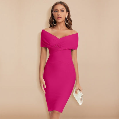 Kaiana | Getailleerde Elegante Off-Shoulder Midi Jurk met Stretchstof