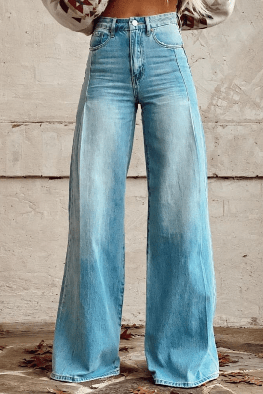 Nanine | Boho Vintage Denim Wide Leg Broek