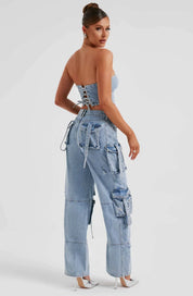 Feja | Tweedelige Denim Set - Korset en Cargo Jeans