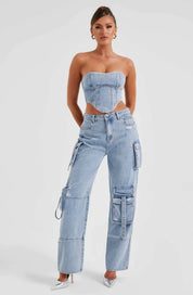 Feja | Tweedelige Denim Set - Korset en Cargo Jeans