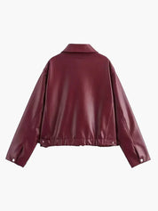 Meis | Burgundy Leren Jas voor Dames
