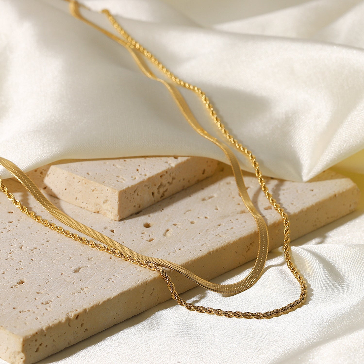 Maree | Gelaagde Gouden Ketting met Dubbele Schakel