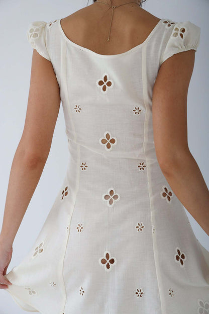 Geborduurde Midi-jurk met Uitlopende Zoom - Vintage Fishtail Jurk