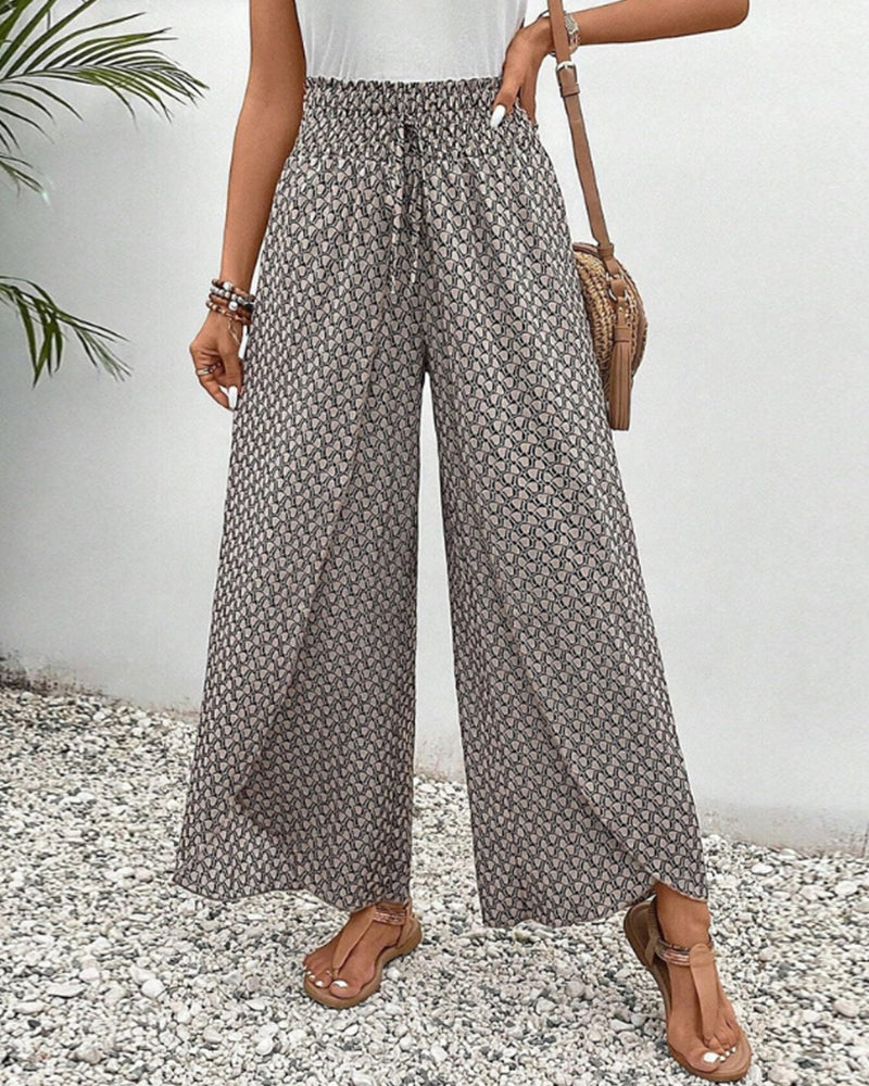 Cissie | Wijde Elastische Broek met Print