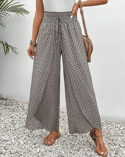 Cissie | Wijde Elastische Broek met Print