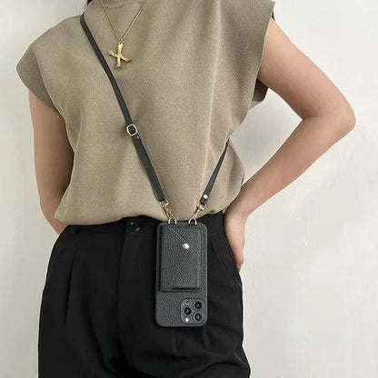 Leren Crossbody Telefoon Hoesje met Pasjeshouder