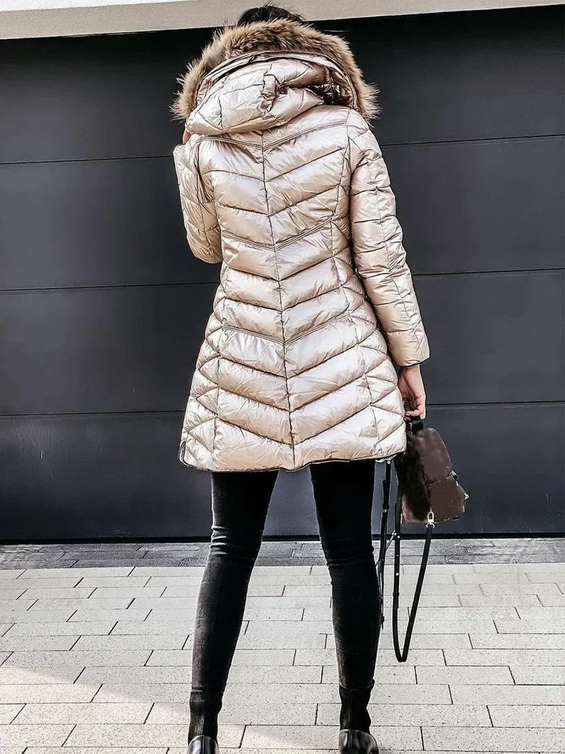 Delphine | Donsjas met Imitatie Bontkraag Dames – Warm & Luxe Winterjas