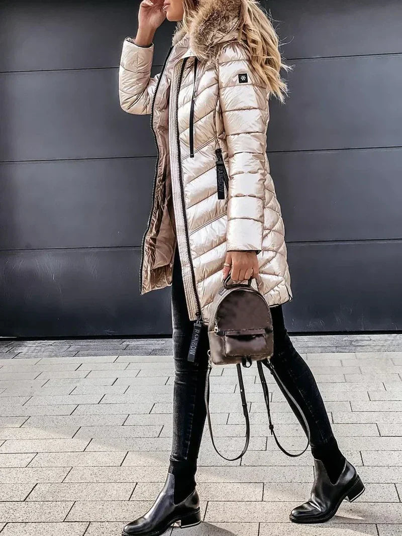 Delphine | Donsjas met Imitatie Bontkraag Dames – Warm & Luxe Winterjas