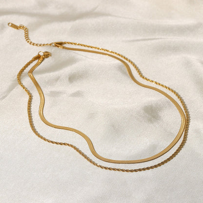 Maree | Gelaagde Gouden Ketting met Dubbele Schakel