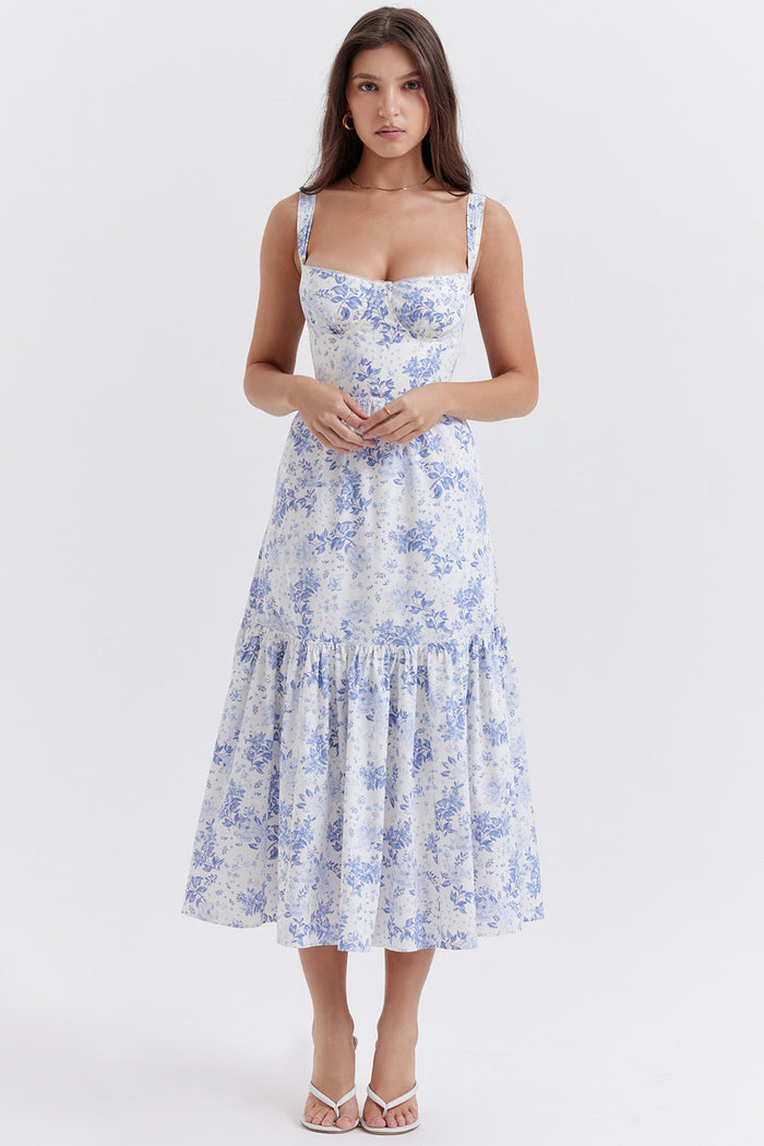 Jo | Zomerse Bloemen Midi Zonnejurk