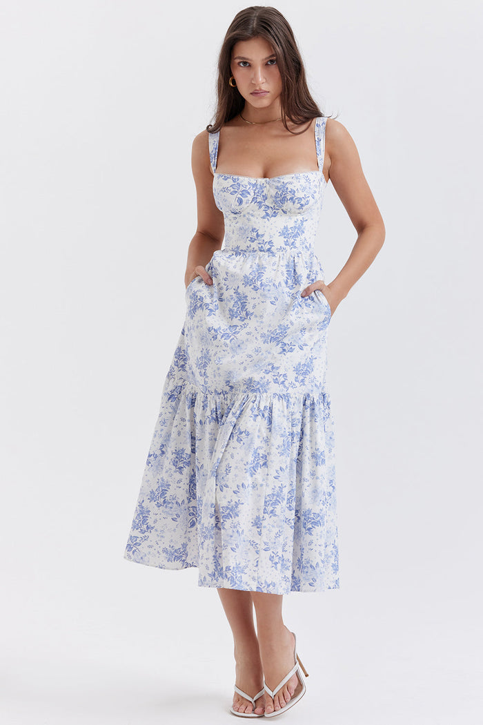 Jo | Zomerse Bloemen Midi Zonnejurk
