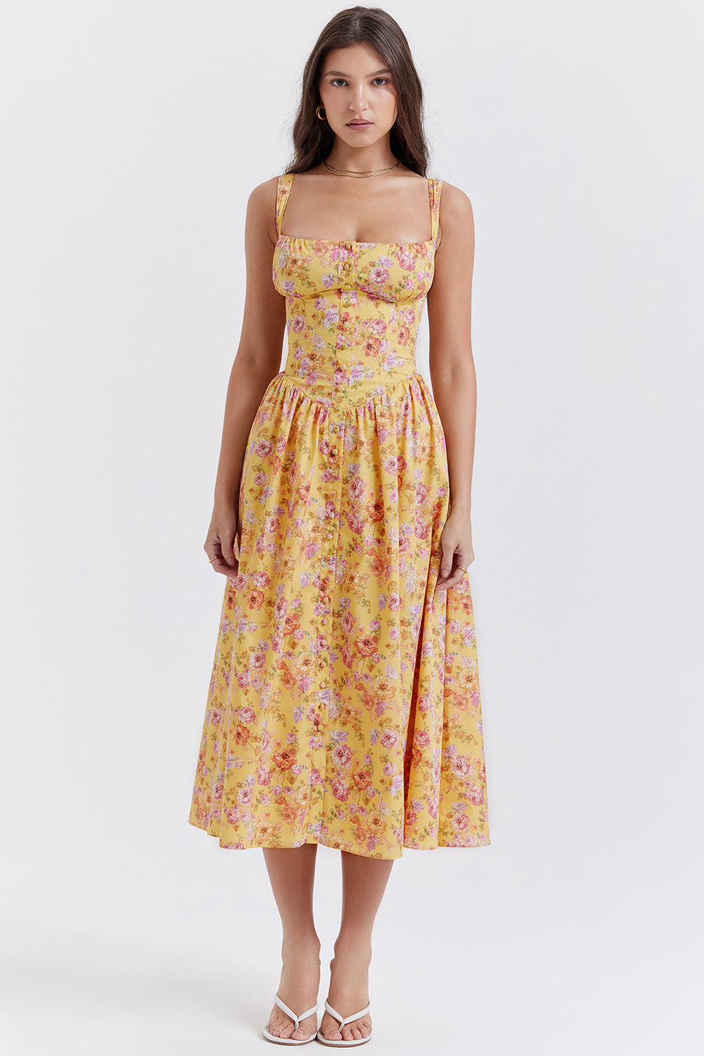 Jo | Zomerse Bloemen Midi Zonnejurk