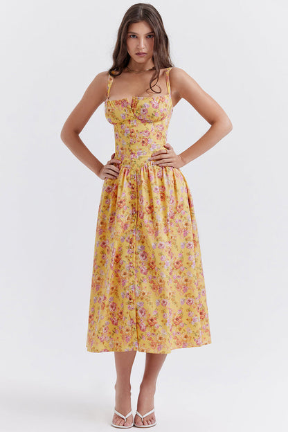 Jo | Zomerse Bloemen Midi Zonnejurk