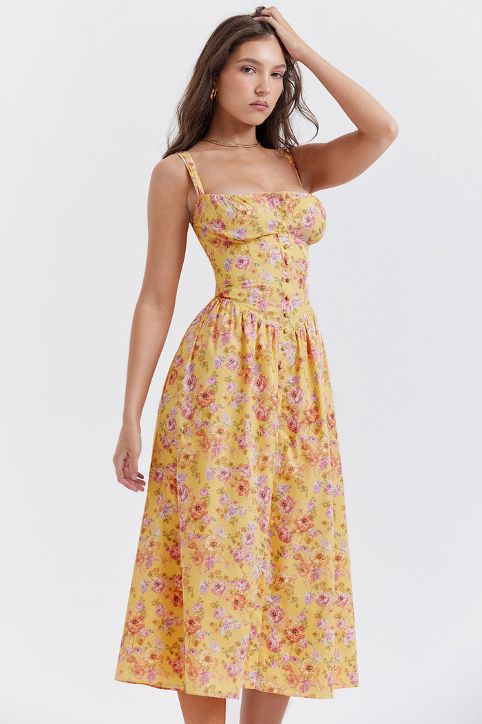 Jo | Zomerse Bloemen Midi Zonnejurk