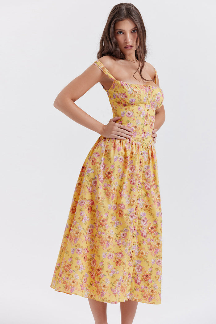 Jo | Zomerse Bloemen Midi Zonnejurk